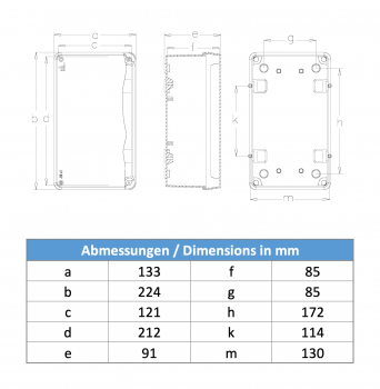 Installationsgehäuse IP67 (130x220x95mm) + Hutschiene und Sichtdeckel